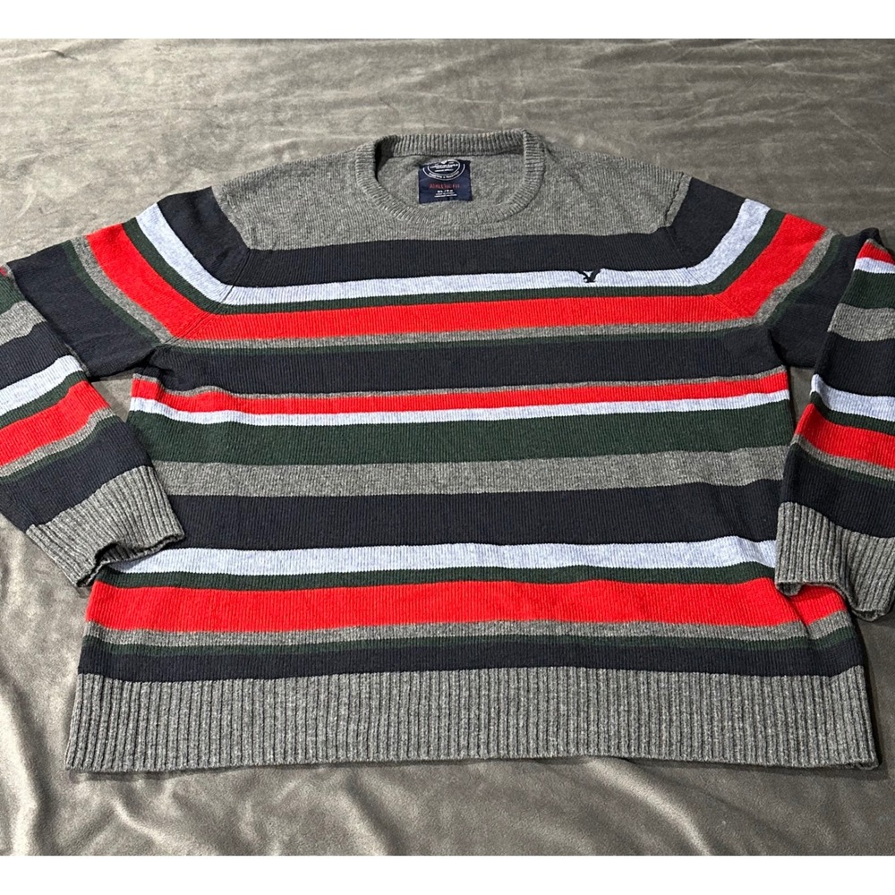 Vintage American Eagle Mens XL Striped Crewneck Sweater